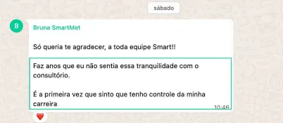 Print de depoimento de médico(a): controle da carreira após estruturar o atendimento particular